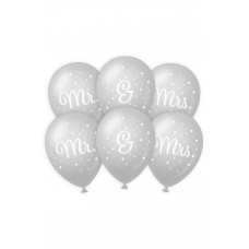 Ballon Bruiloft Mr&Mrs zilver